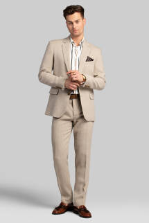 Spodnie lniane - len 100% w kolorze beżowym (kolor naturalnego płótna)