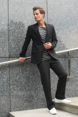 Alex Suit  - garnitur  lniany czarny - len 100 % 